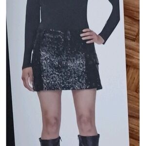 Madden NYC Womens Black Sequin Cargo Mini Skirt Size‎ L New NWT Party Night Out